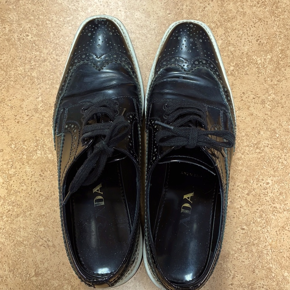 PRADA Black Oxford Brogue Platform- size 39